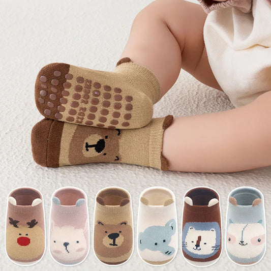 Kids Non-Slip Cotton Socks (6 Pairs)
