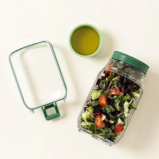 Portable Salad Container with Dressing Cup