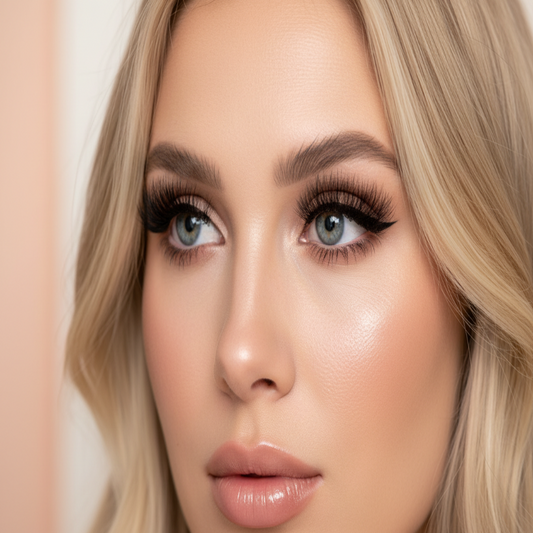 magnetic eyelashes on blonde woman